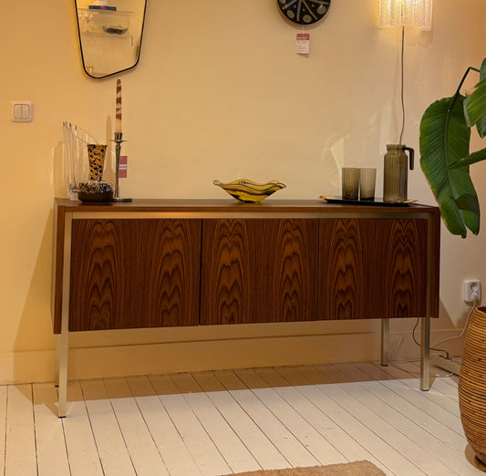 Rosewood Sideboard with chrome Frame