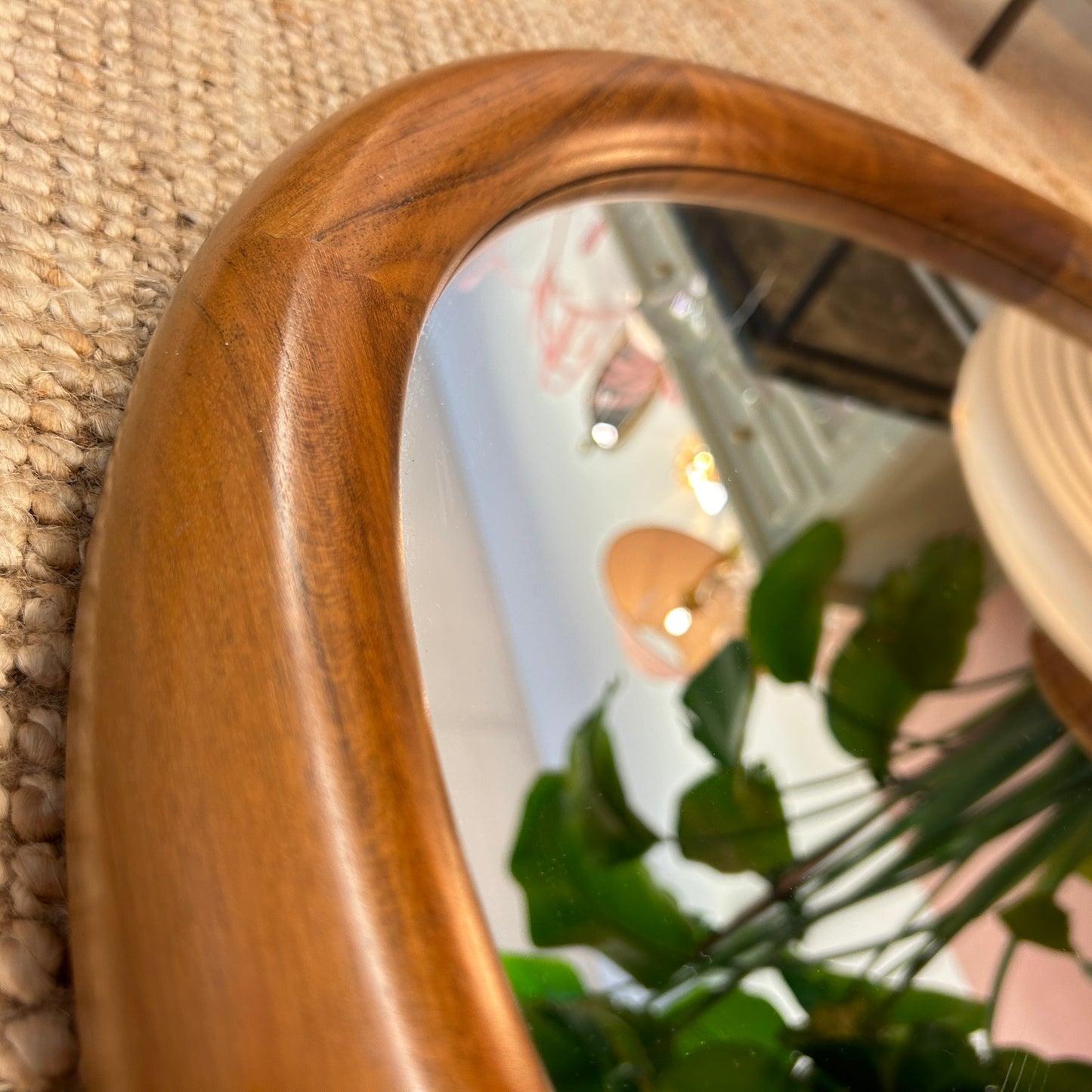 Round wooden mirror