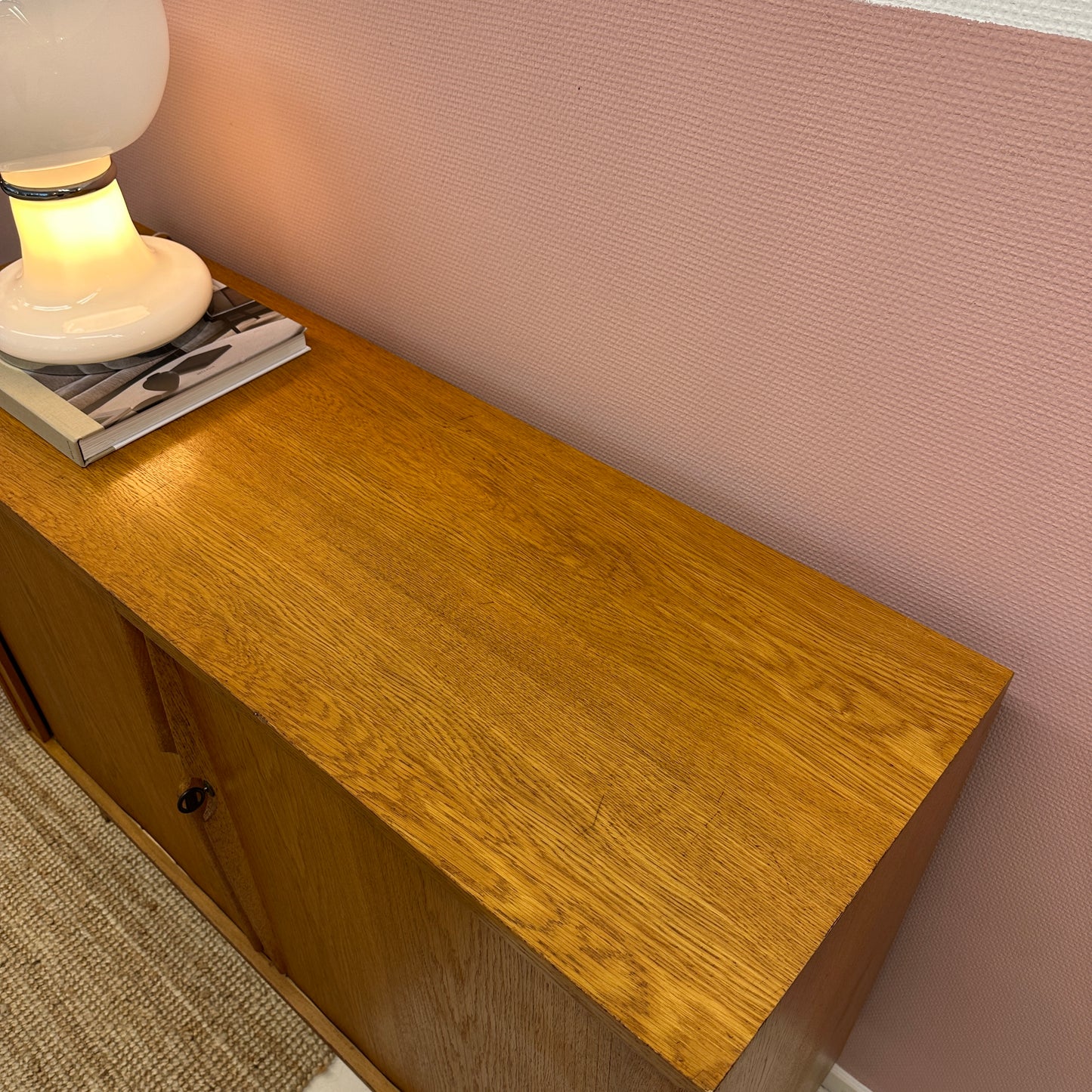 Mid-Century oak sideboard with sliding doors
