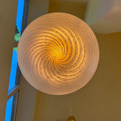 Italian pink Murano glass oval pendant Light, 1970s