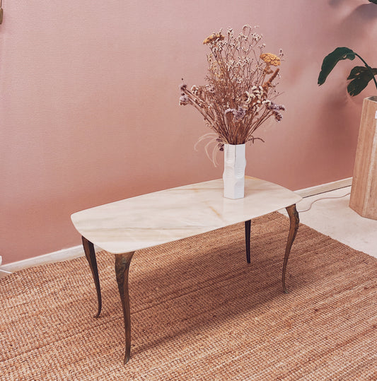 Pastel pink marble coffee table