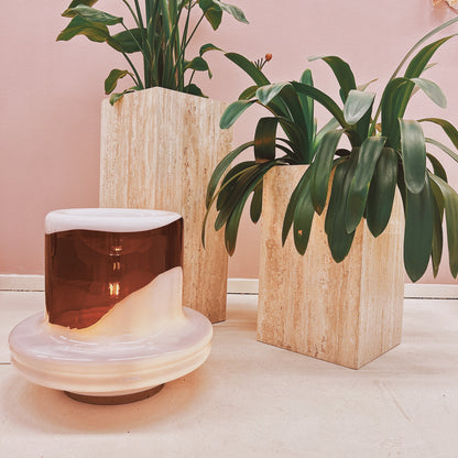 1980s Square Travertine Plant Pots