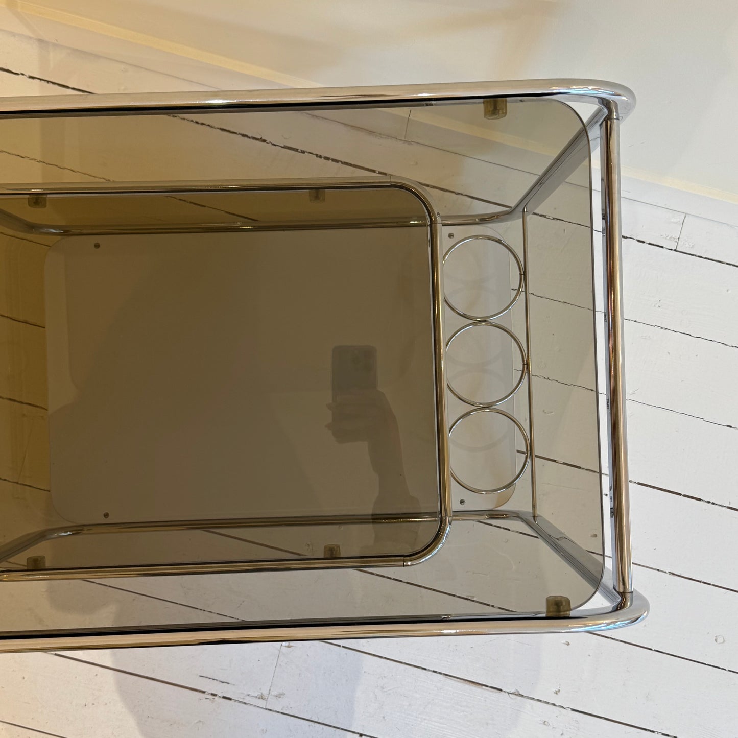 1970’s chrome & smoked glass barcart