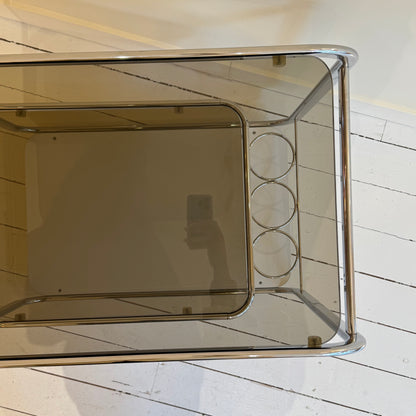 1970’s chrome & smoked glass barcart