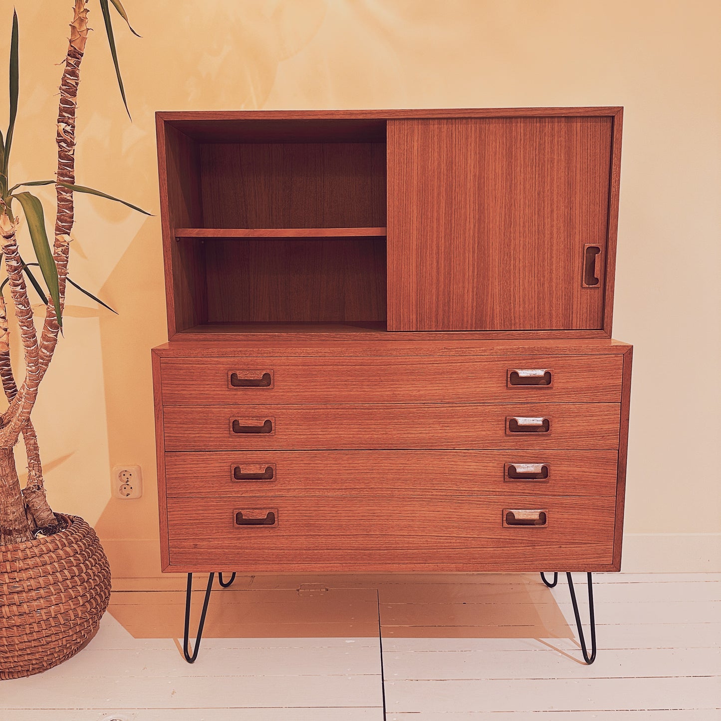 Gebrüder Schmidt brown Wood, Teak veneer Highboard - 1960