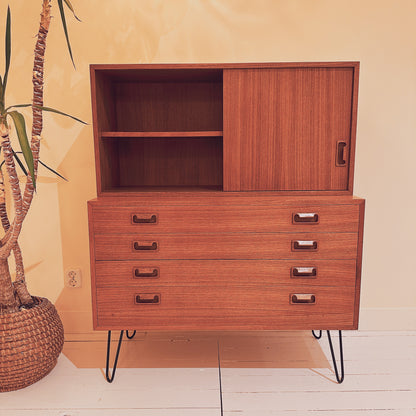 Gebrüder Schmidt brown Wood, Teak veneer Highboard - 1960