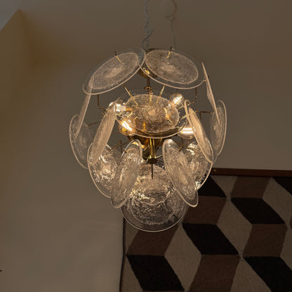Italian Vistosi disc glass chandelier 1970