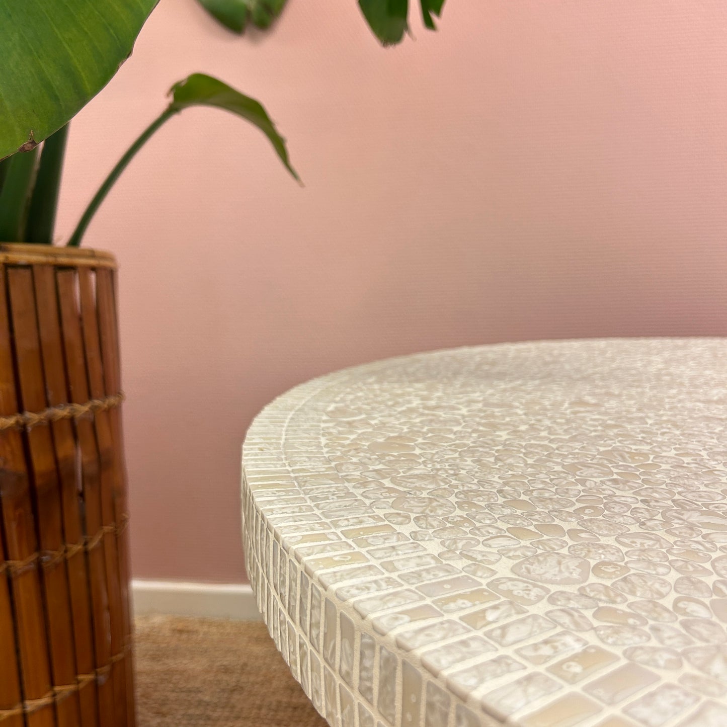 Beige mosaic round coffeetable