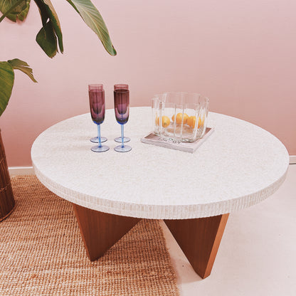 Beige mosaic round coffeetable