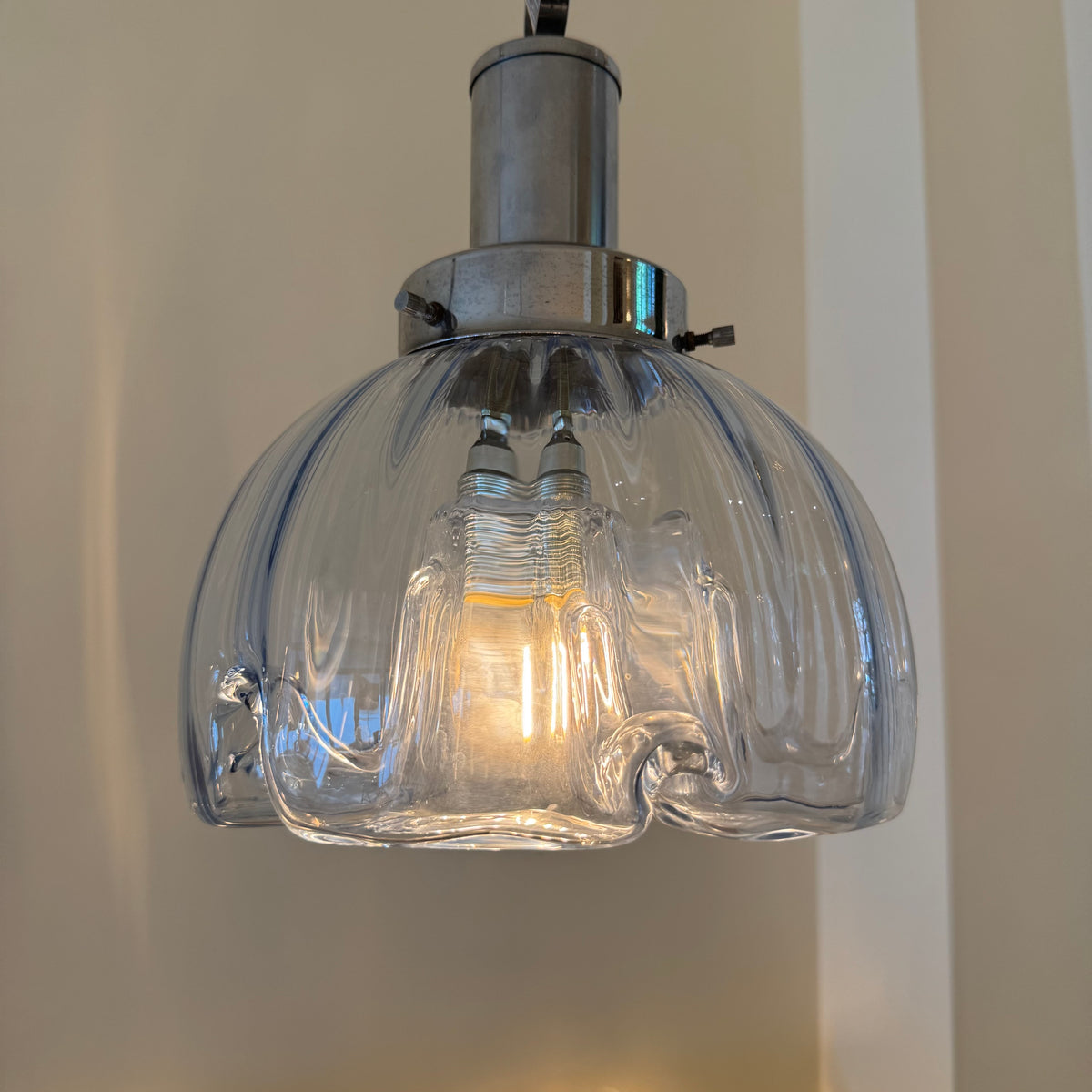 Murano glass blue flower pendant light 80’s