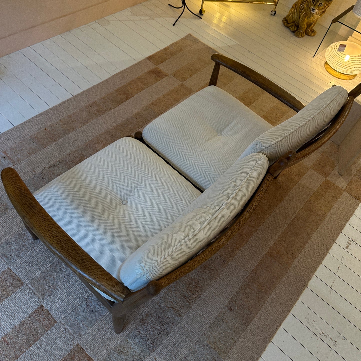 1970s oak modualr lounge sofa set 2 seater