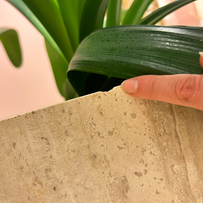 1980s Square Travertine Plant Pots