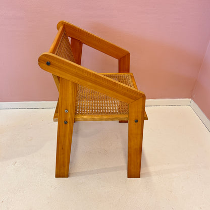 Wooden chair with webbing seat