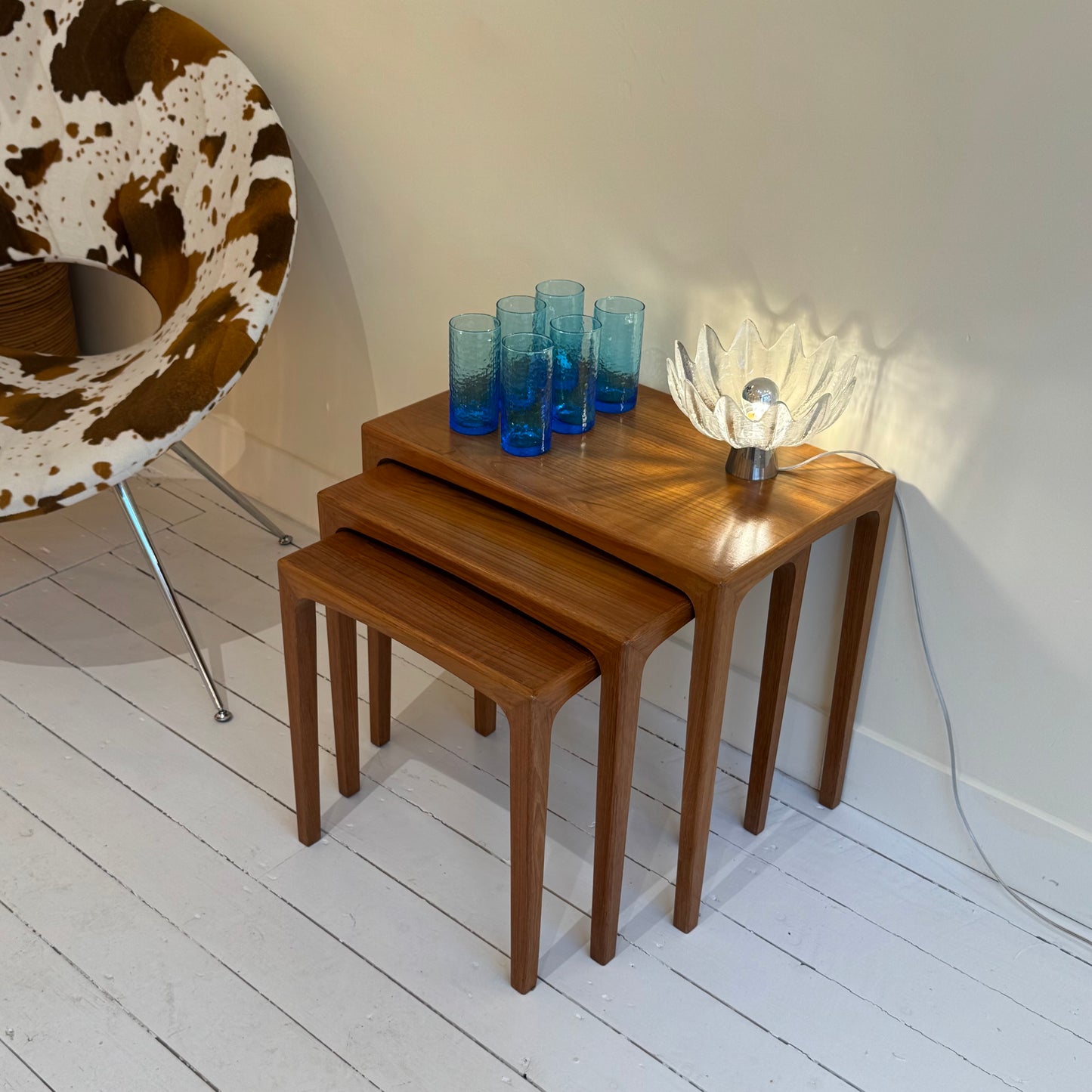 Mid-century nesting tables set Teak wood