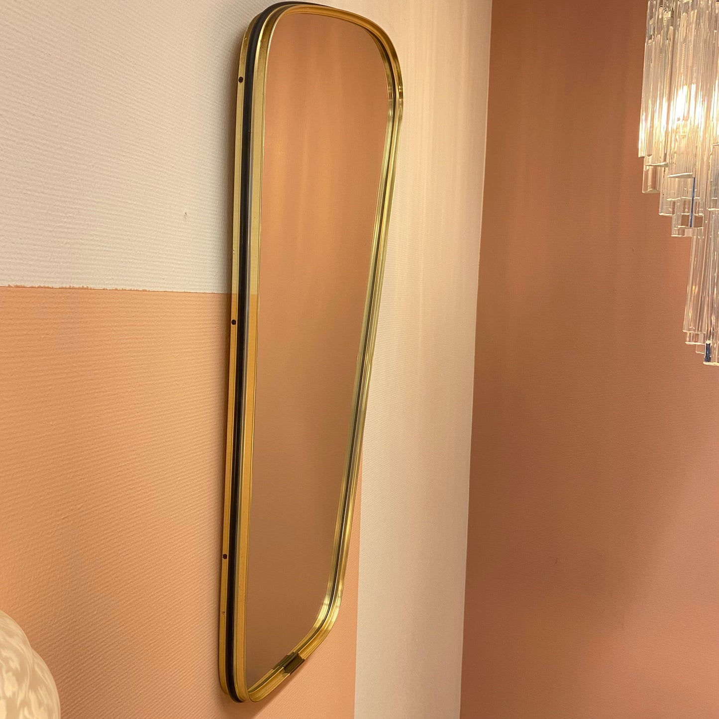 1950's brass asymmetrical mirror