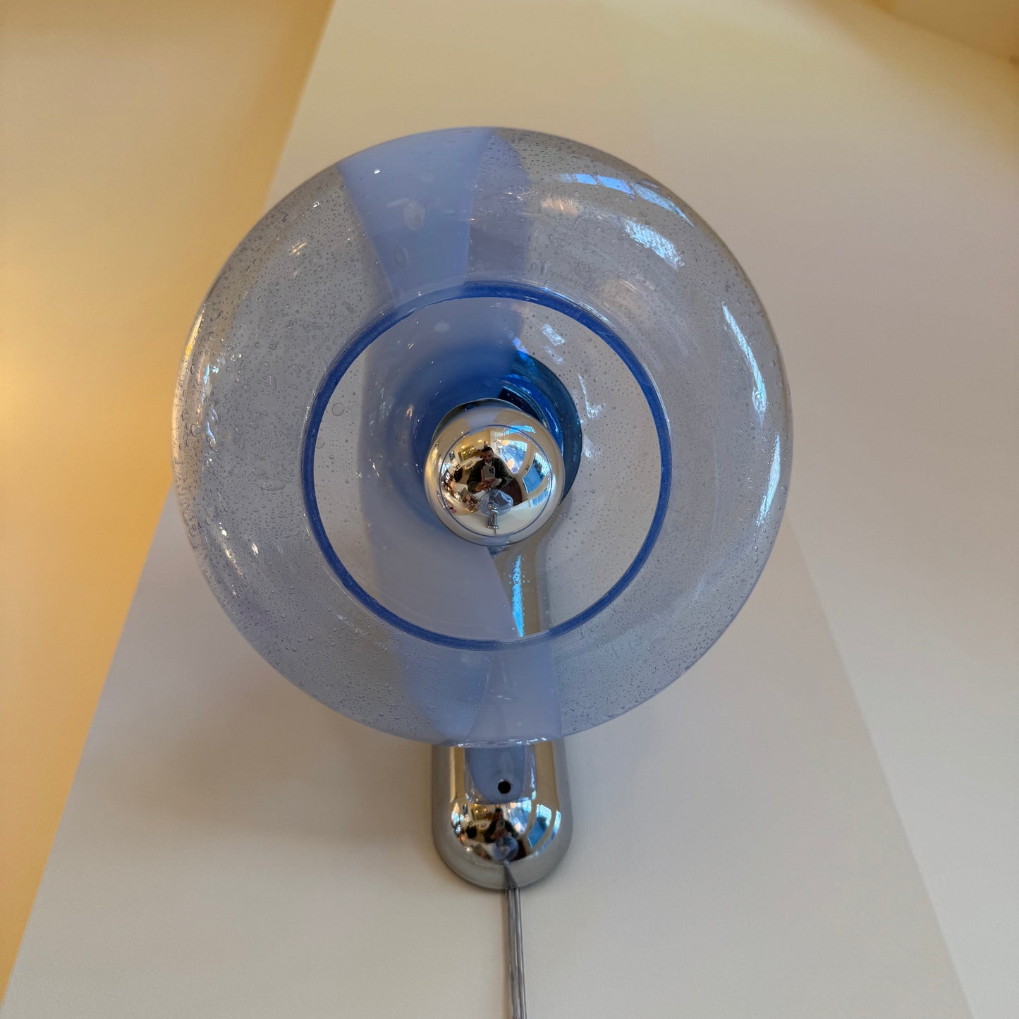 Blue Italian round bubble chrome wall lights
