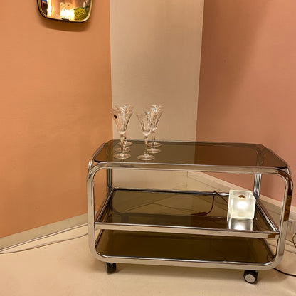 Vintage Huwa trolley – chrome & smoked Parsol mirror glass