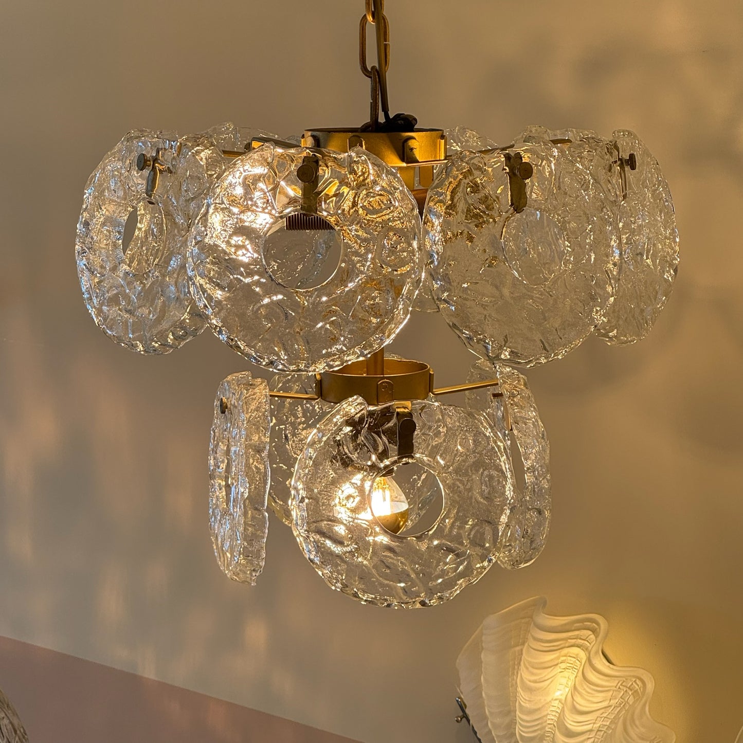 Italian donut-shaped ice glass chandelier