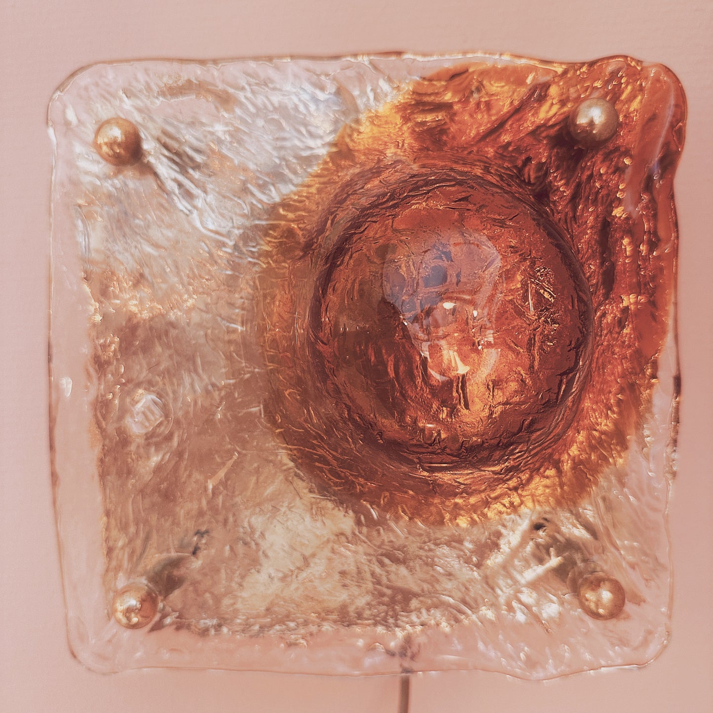1970's La Murrina 'vulcano' glass square wall light