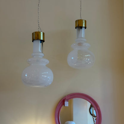 Opaal Murano glazen hanglamp 1979 van Toni Zuccheri VeArt