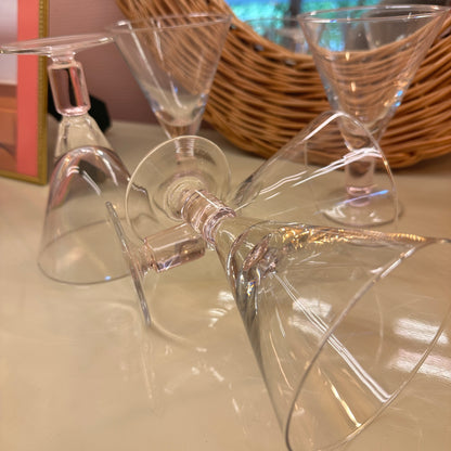 Italian crystal cocktailglasses with pink stem