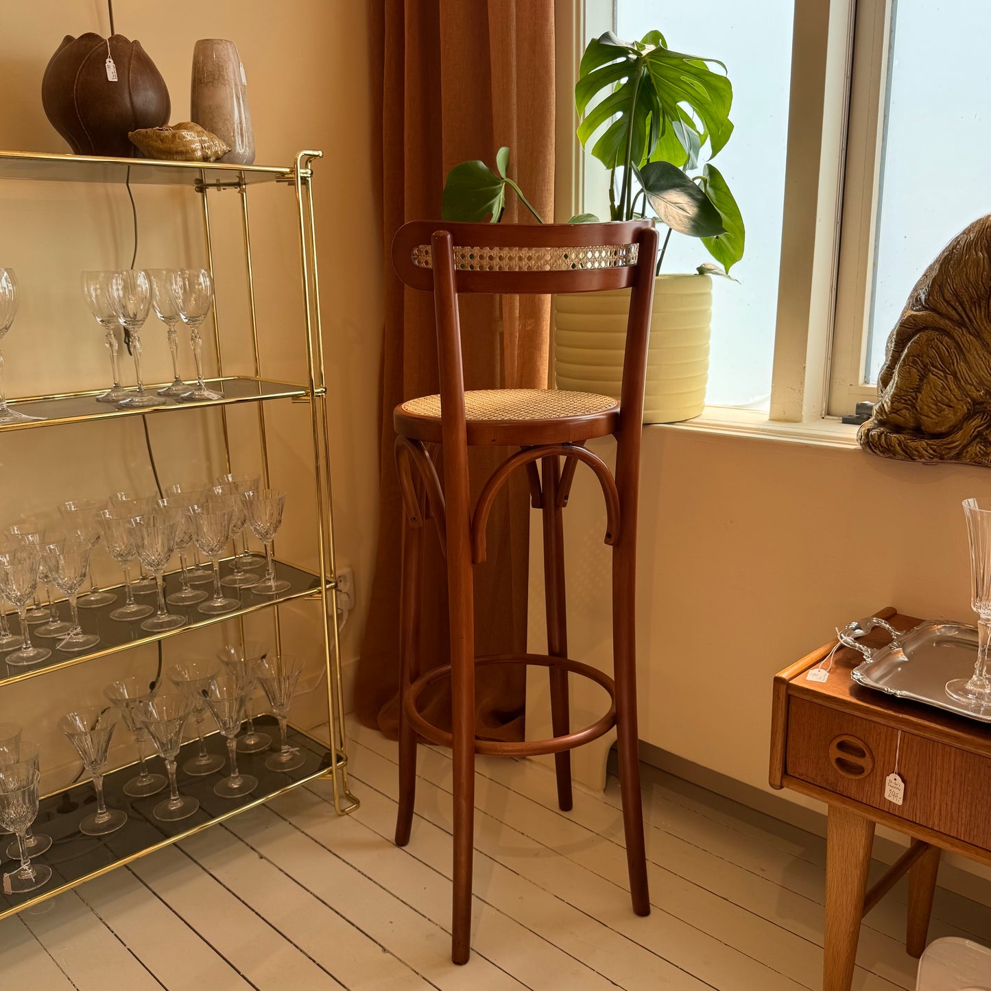 Italian wicker and cane barstools