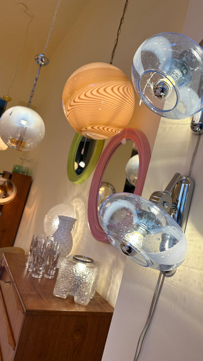 Blue Italian round bubble chrome wall lights