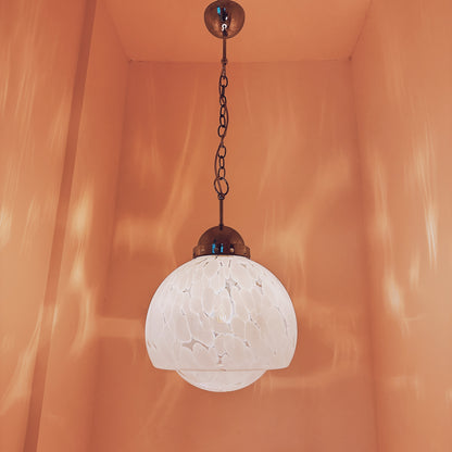 Italian 1970s Carlo Nason for Mazzega white and transparant Murano glass, chrome  - 1970