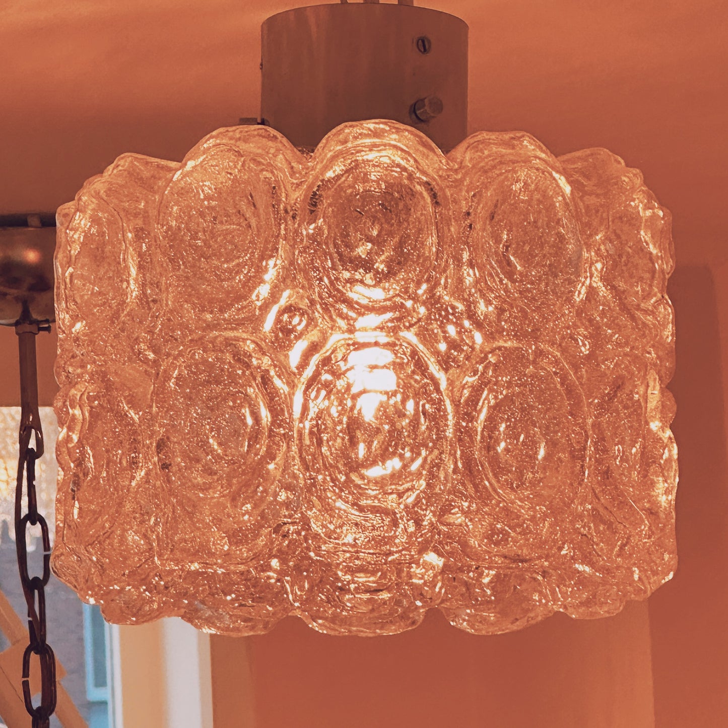 Heavy glass ceiling light from Glashutte Limburg