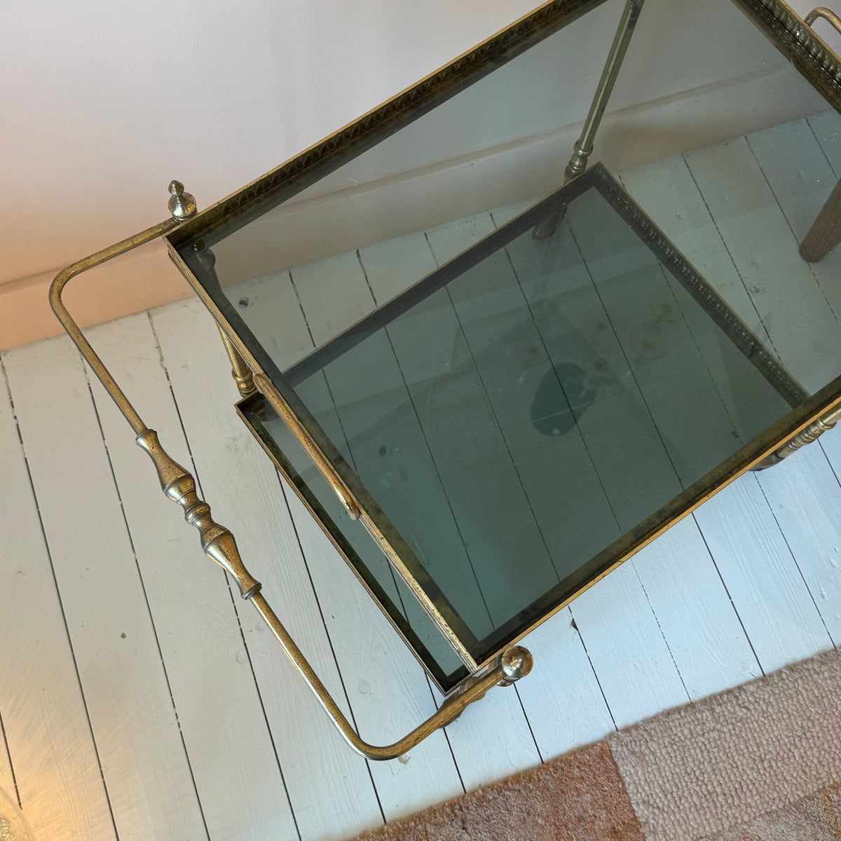 Italian brass bar cart with removable tray