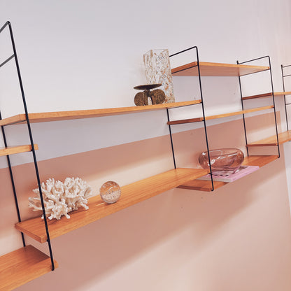 Modular wood & black metal wall system