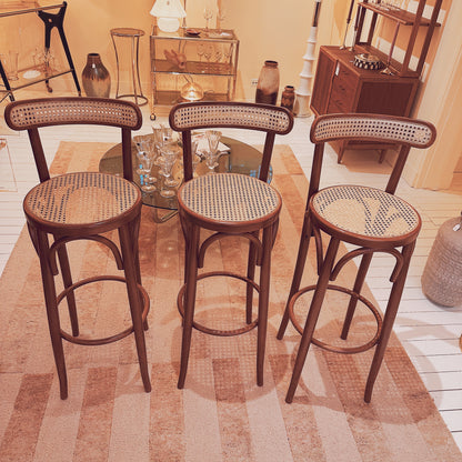 Italian wicker and cane barstools