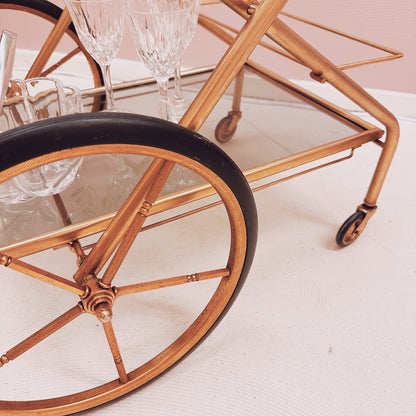 Brass barcart with big wheels