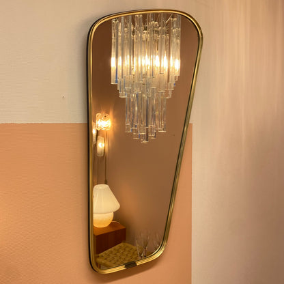 1950's brass asymmetrical mirror