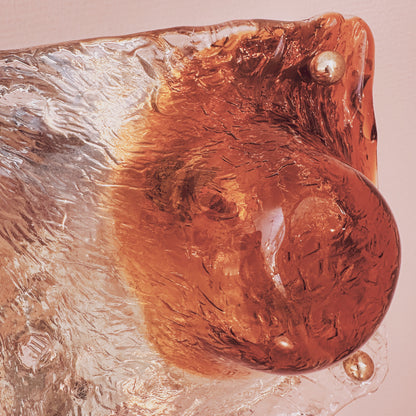 1970's La Murrina 'vulcano' glass square wall light