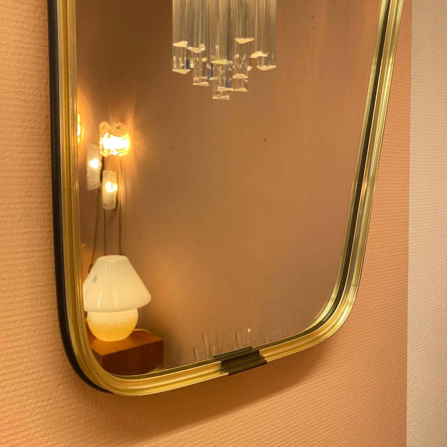 1950's brass asymmetrical mirror