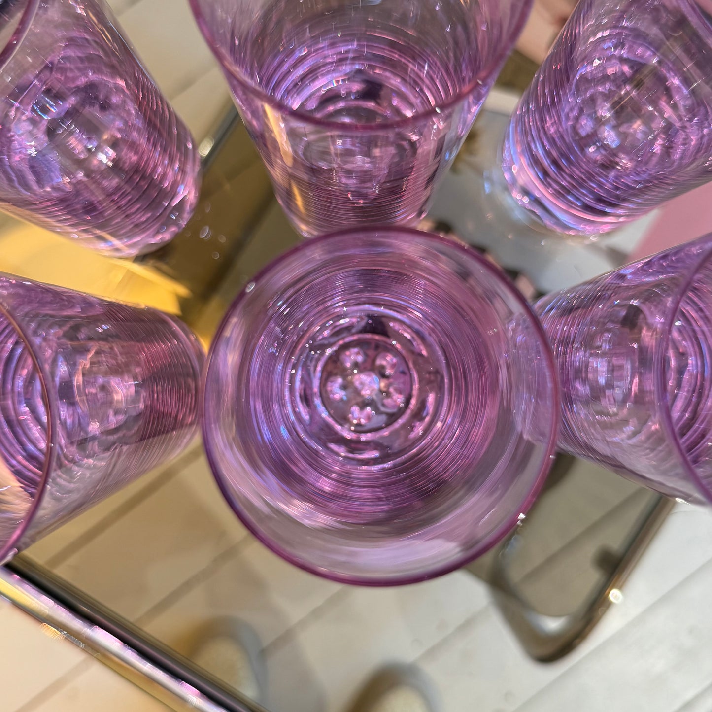 Set of 6 purple Alexandrite glasses (change into blue)