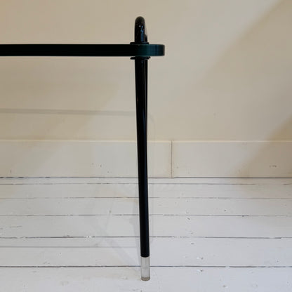 Italian glass side table with black metal frame