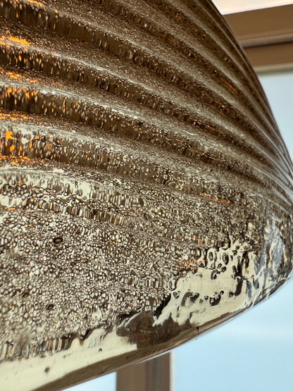 Brown ribbed glass pendant light