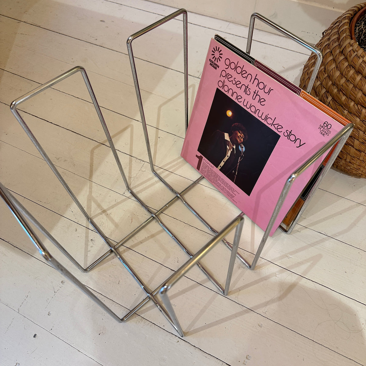 Chrome plated vinyl rack, 1980s