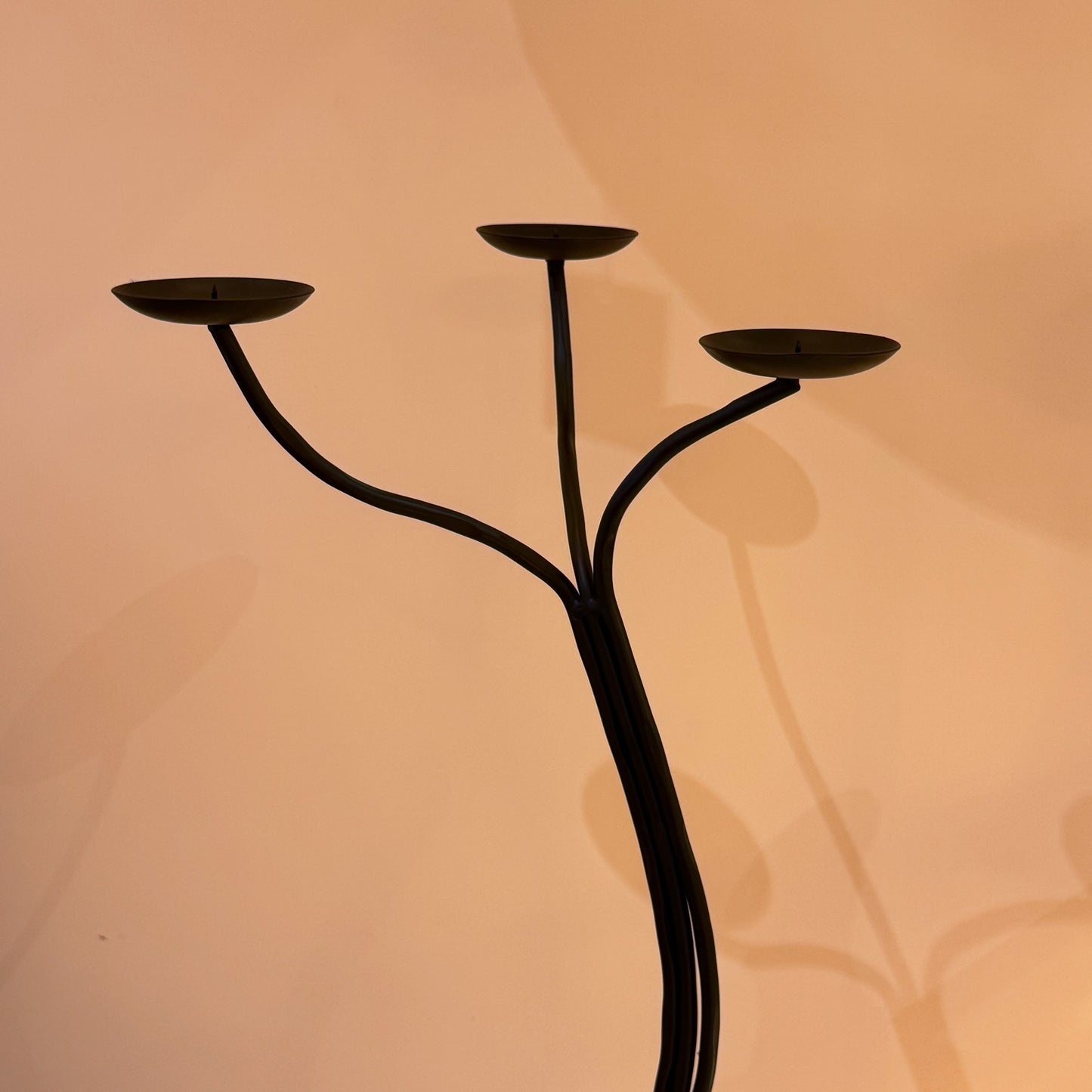 Italian black cast iron tripod candle holder