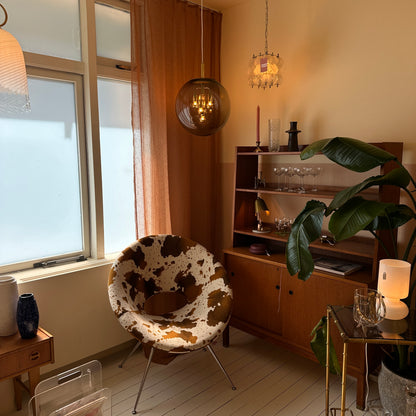 Jaren '70 Doria Leuchten hanglamp met bol van gerookt glas