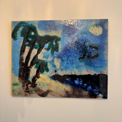 Ceramic island landscape wall artwork