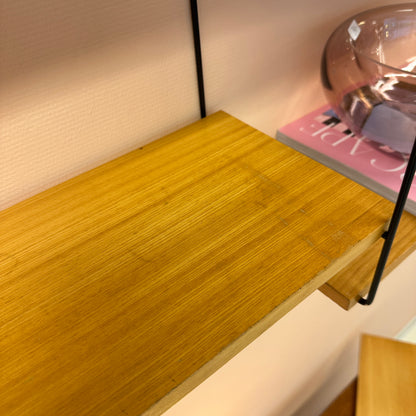 Modular wood & black metal wall system