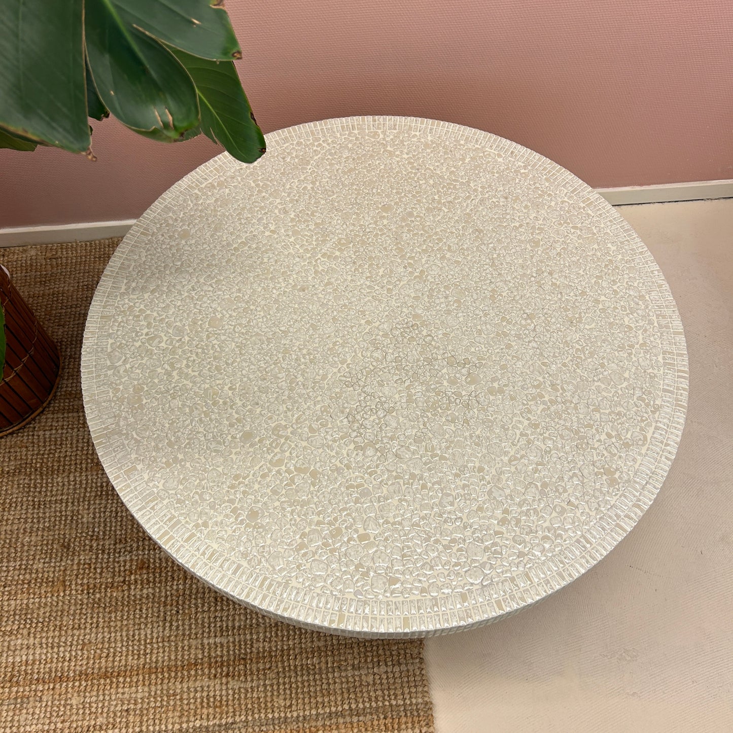 Beige mosaic round coffeetable