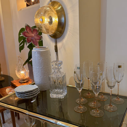 Luminarc flutes with pink stem