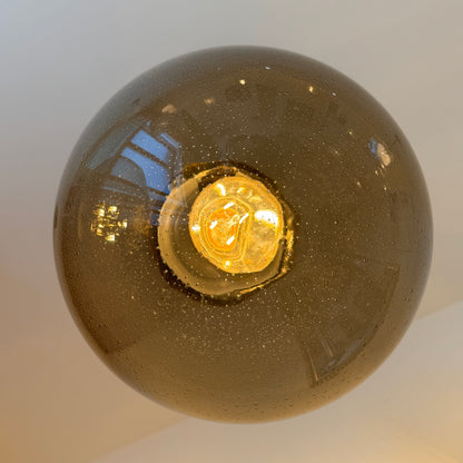 Glashütte Limburg smoked glass globe pendant, 1960s
