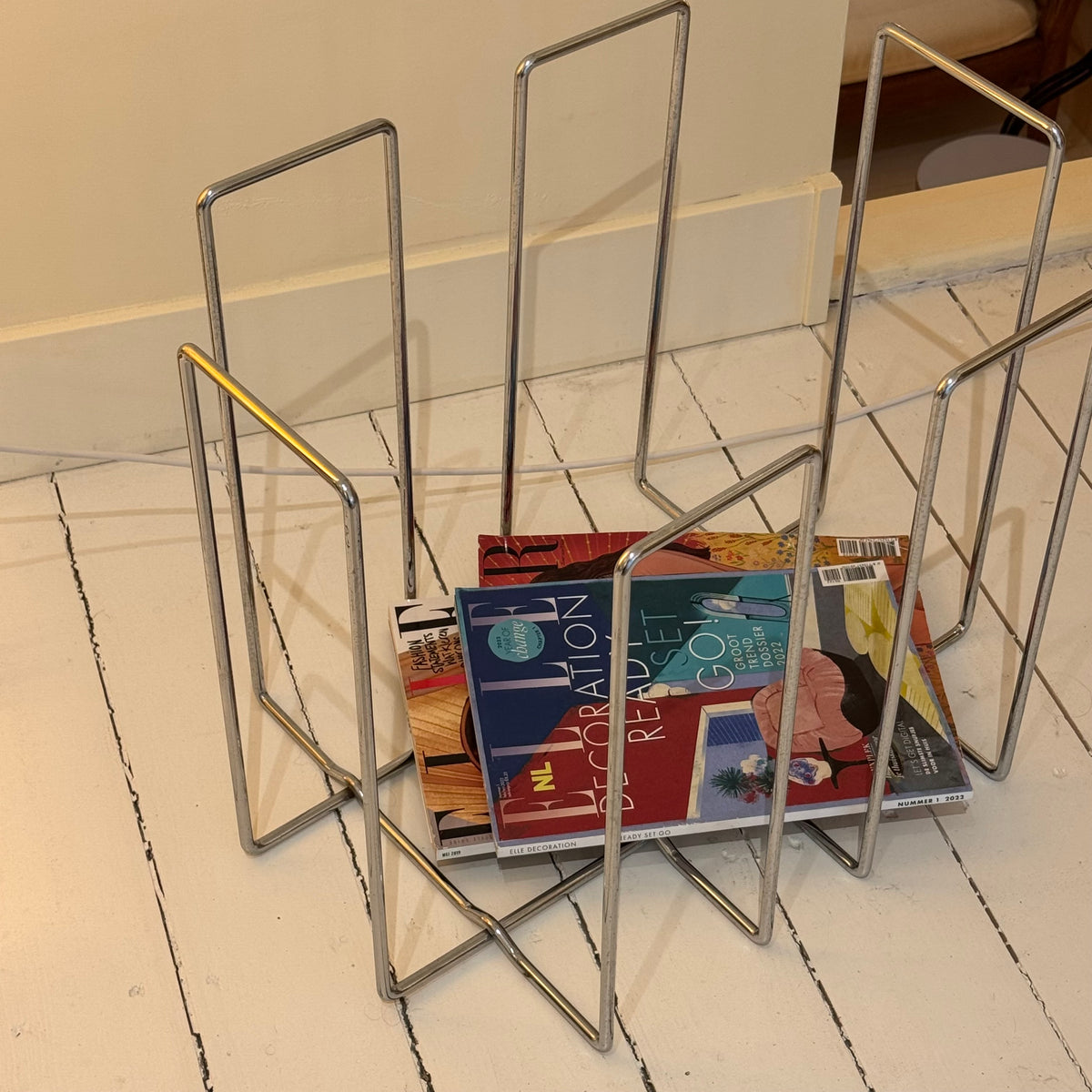 Chrome Plated Magazine Rack, 1980s