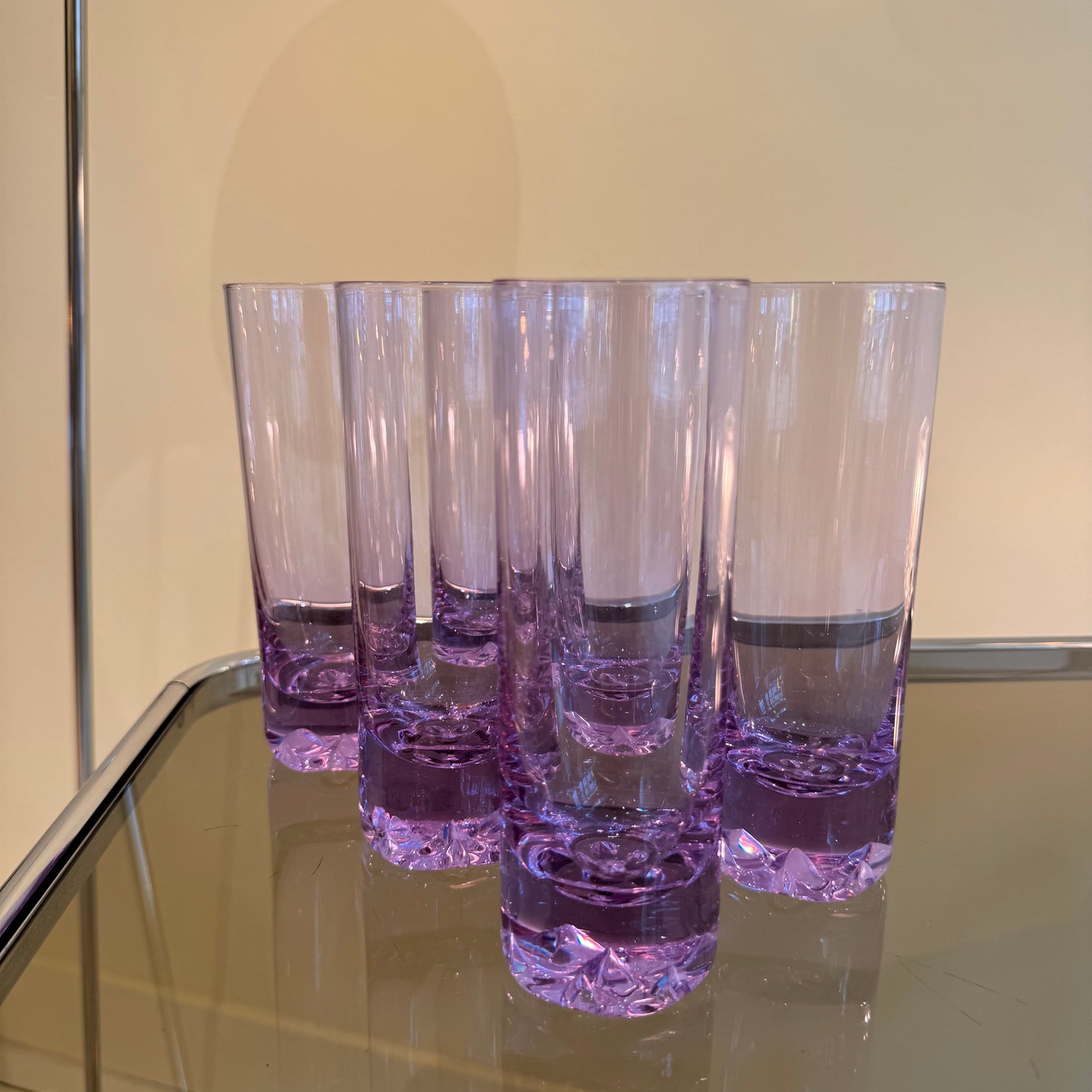 Set of 6 purple Alexandrite glasses (change into blue)
