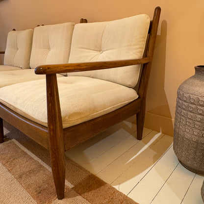 1970s oak modualr lounge sofa set 3 seater